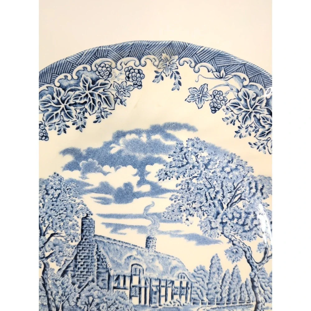 Vintage Churchill The Brook Blue Scalloped Edge Dinner Plate 10